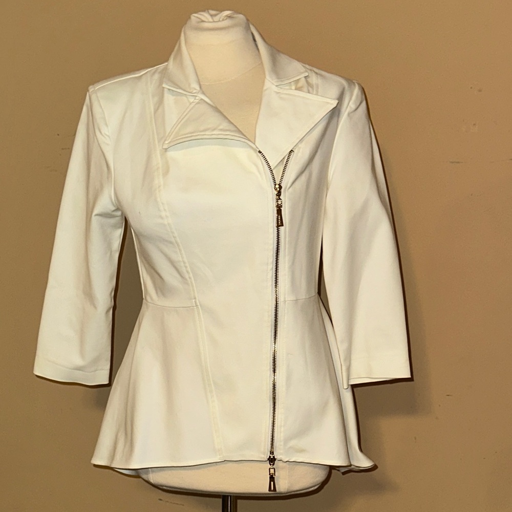 VENUS White Women's Blazer with Zipper